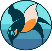Alcyon Corporation logo, a stylized diving kingfisher on a blue circle